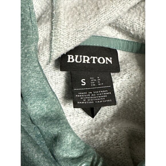 Burton Pullover Hoodie Logo Mountain Mens Size Small Green Thumb Holes A63 - Picture 6 of 6